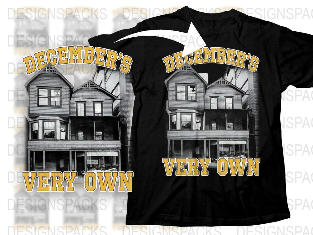 December's Very Own Black T-Shirt, Vintage House Graphic Tee, Urban Style Fashion Top, Unisex Clothing