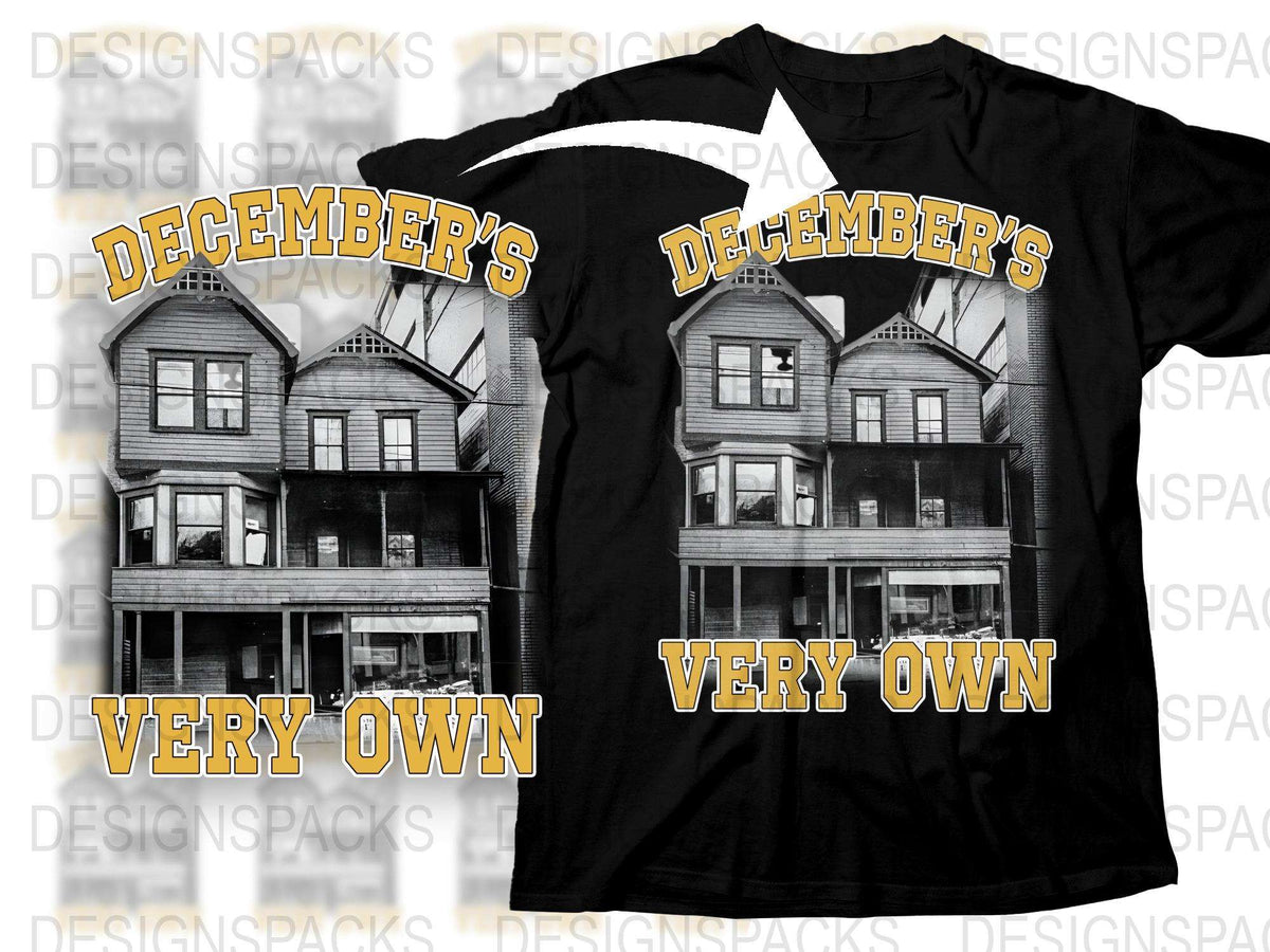 December's Very Own Black T-Shirt, Vintage House Graphic Tee, Urban Style Fashion Top, Unisex Clothing
