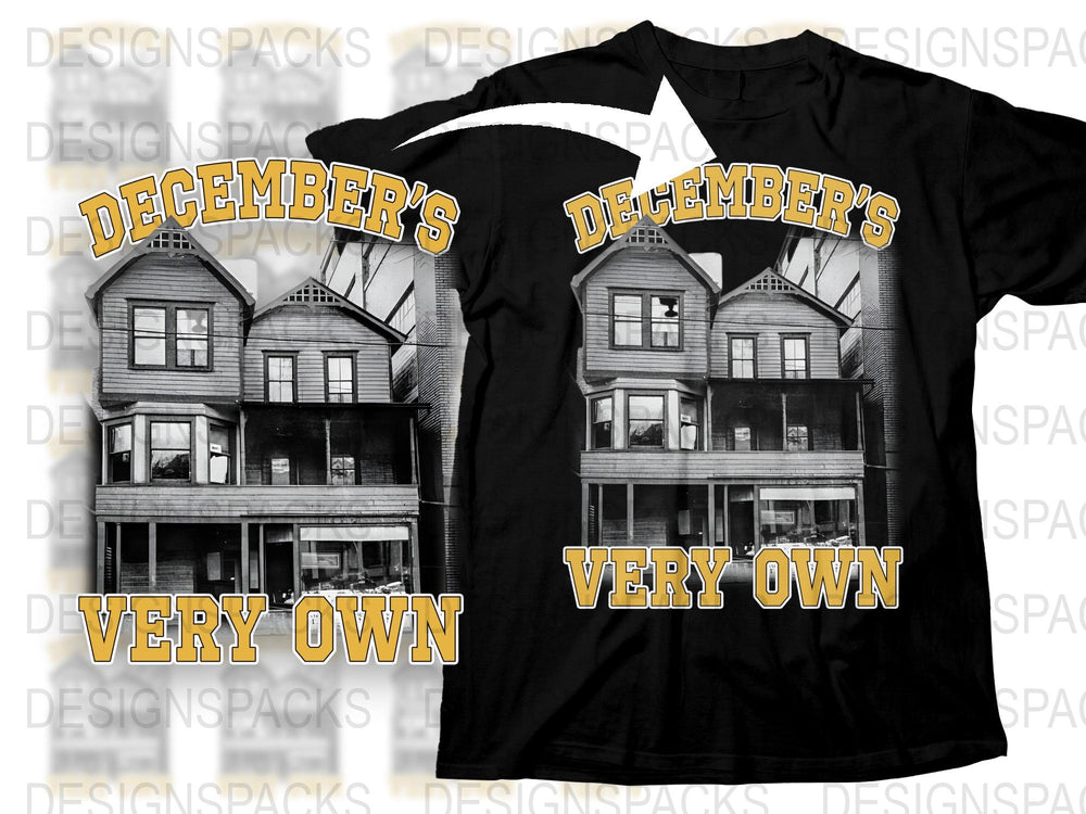 December's Very Own Black T-Shirt, Vintage House Graphic Tee, Urban Style Fashion Top, Unisex Clothing