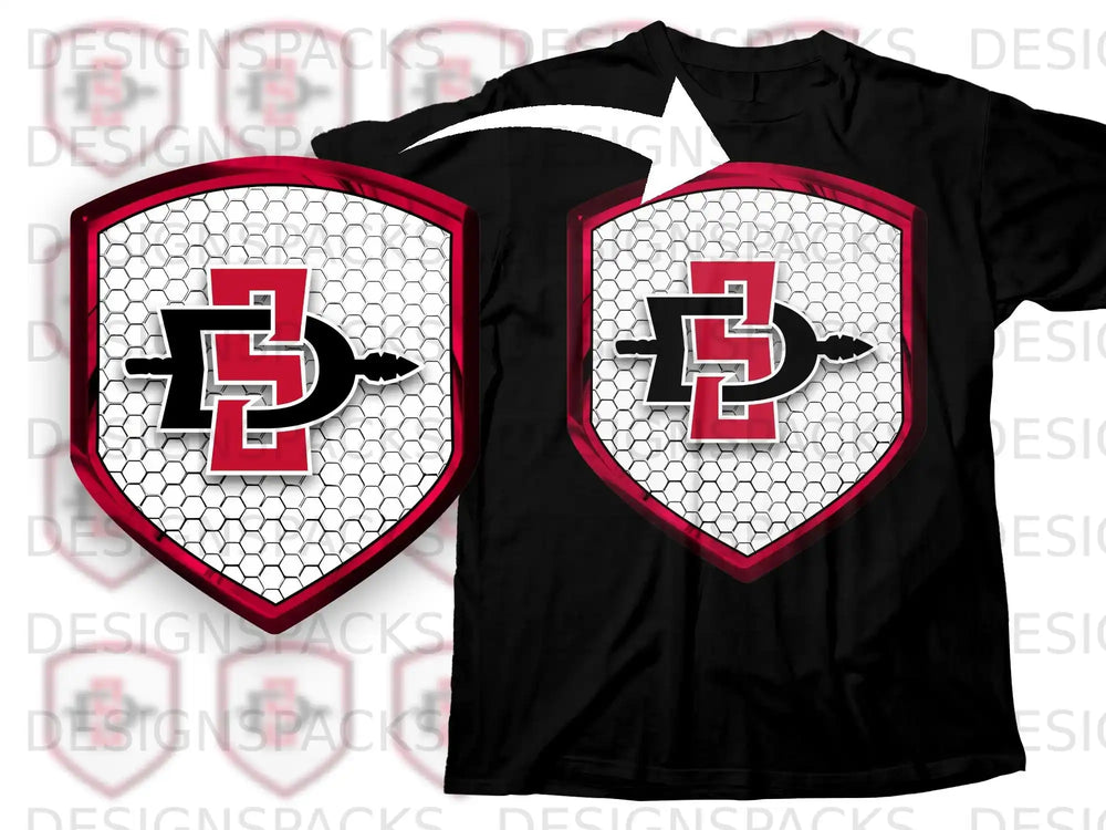 Red and Black Emblem with Honeycomb Design Shirt
