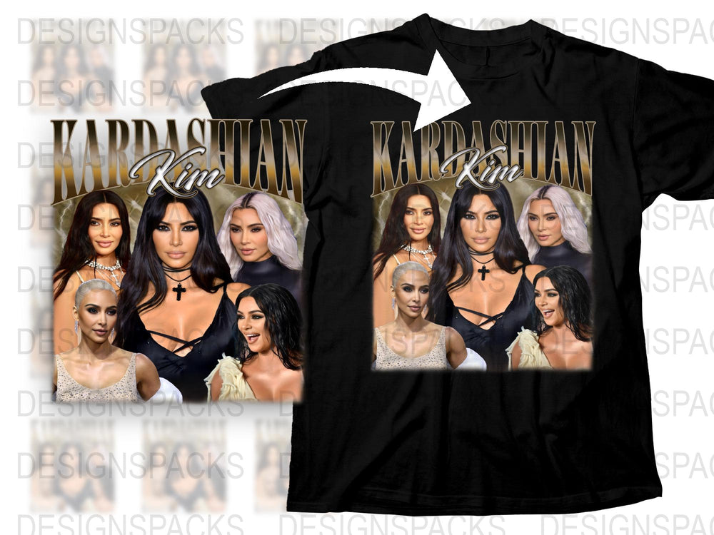 Kim Kardashian Graphic T-Shirt, Celebrity Fan Tee, TV Show Star Black Shirt