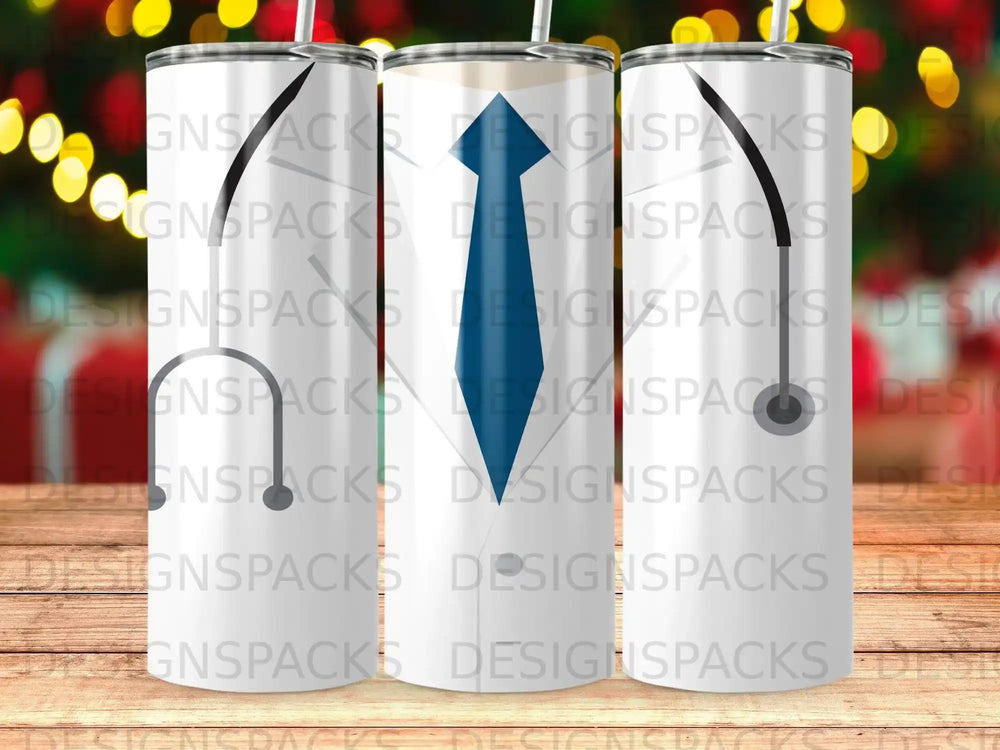 Doctor Coat Design Stethoscope Blue Tie Tumbler product type