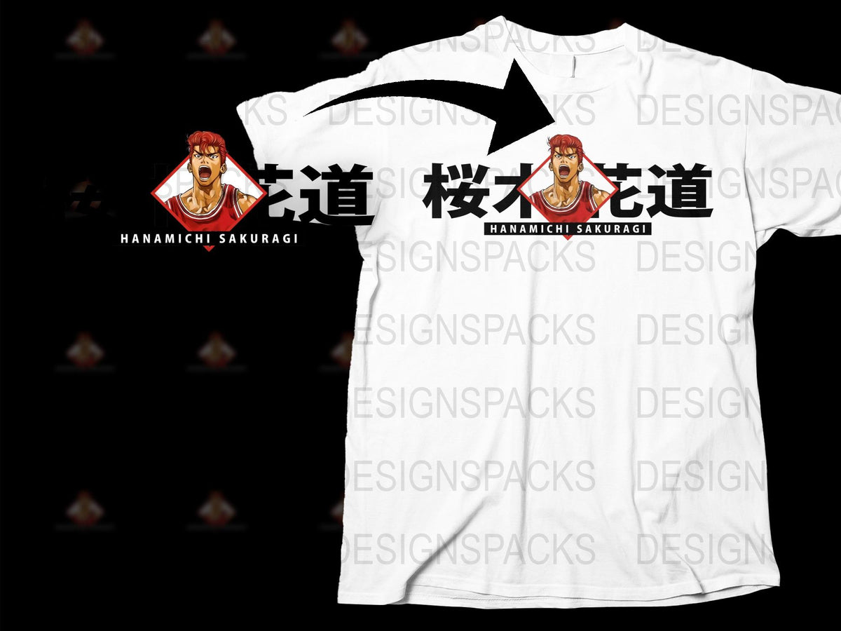 Hanamichi Sakuragi Slam Dunk Anime T-Shirt, Japanese Manga Graphic Tee, Casual White Shirt