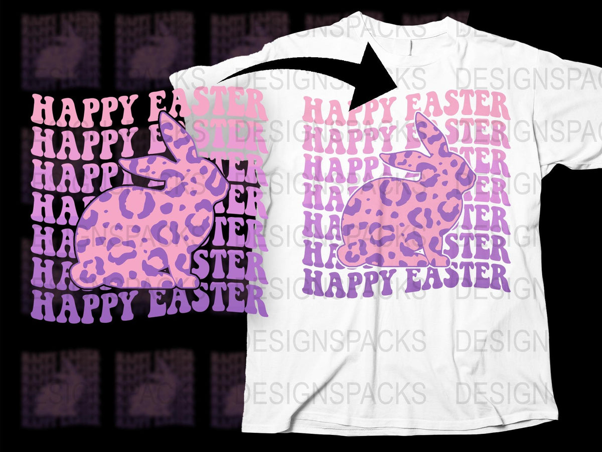 Happy Easter T-Shirt, Pink Leopard Print Bunny, Trendy Easter Sunday Tee, Unisex Adult Easter Apparel