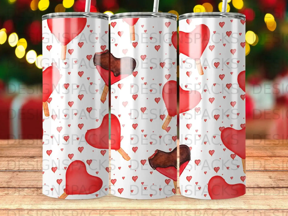 Red Heart Popsicle Pattern Tumbler Cup product type