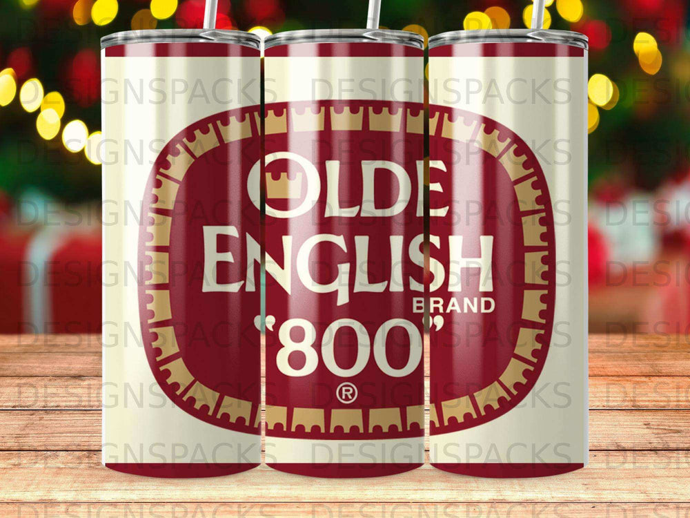 Olde English 800 brand logo on a tumbler.