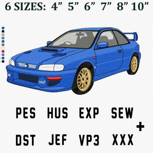 Subaru Car Drift Embroidery Design