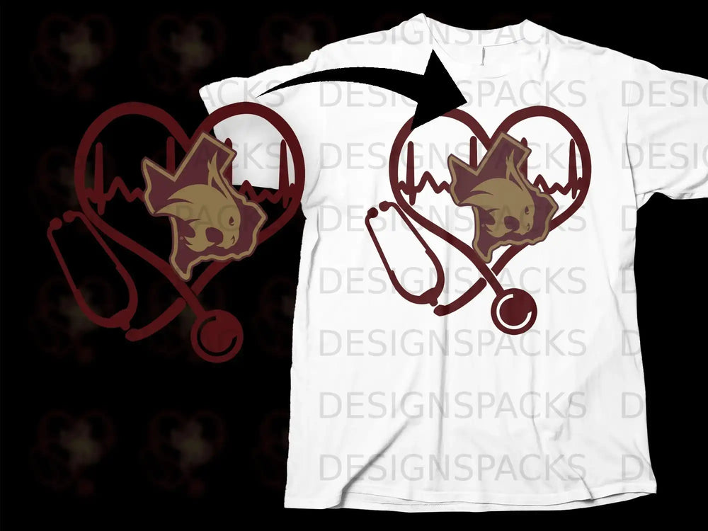 Stethoscope Heart with Fish Design T-Shirt