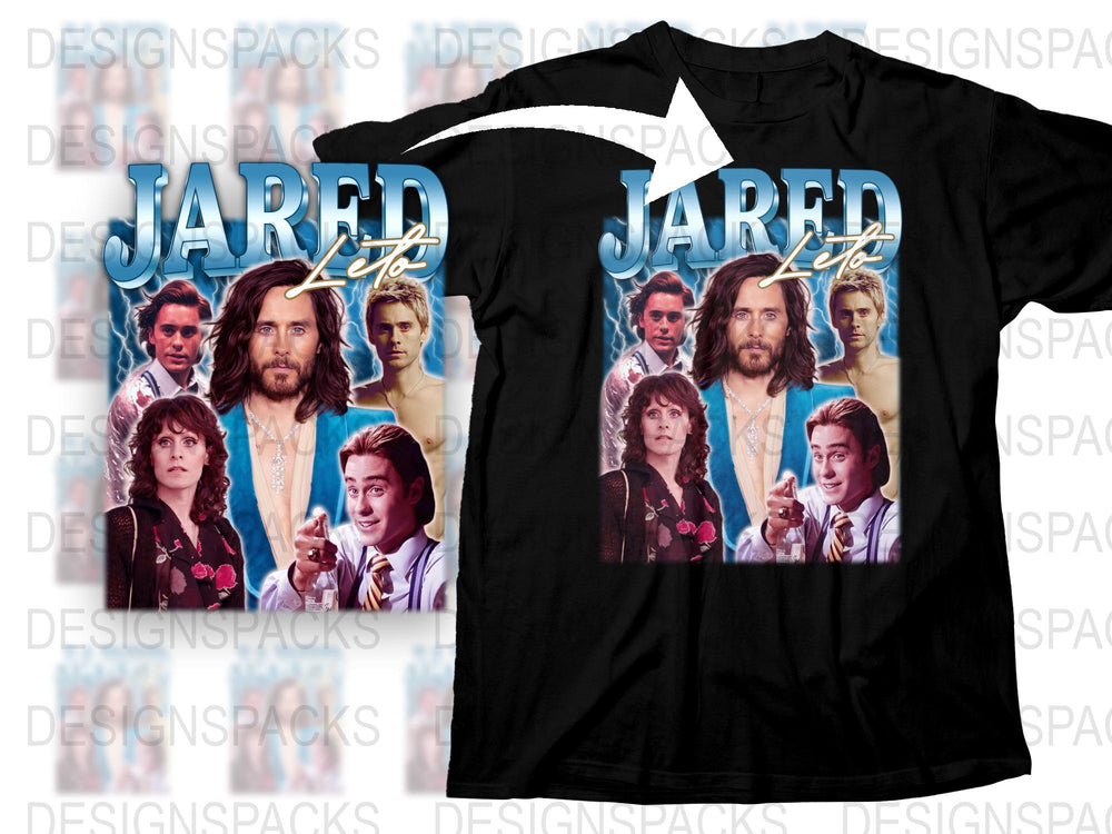 Jared Leto Graphic T-Shirt, Vintage Movie Poster Print Tee, Unisex Black Cotton Shirt, Retro Film Fan Gift Idea