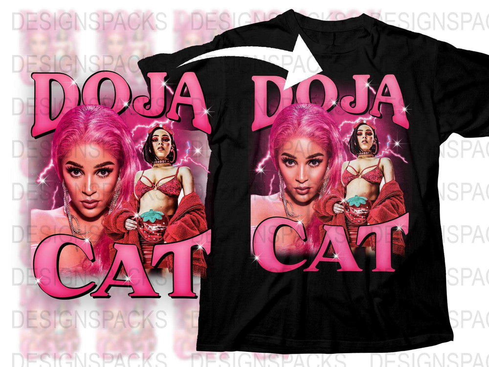 Doja Cat Inspired Graphic T-Shirt, Pink Pop Art Style, Women's Music Artist Tee, Trendy Female Rapper Merchandise, Bold Fashion Top