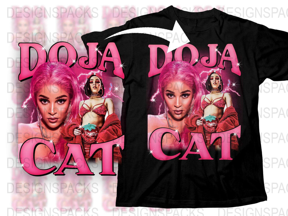 Doja Cat Inspired Graphic T-Shirt, Pink Pop Art Style, Women's Music Artist Tee, Trendy Female Rapper Merchandise, Bold Fashion Top