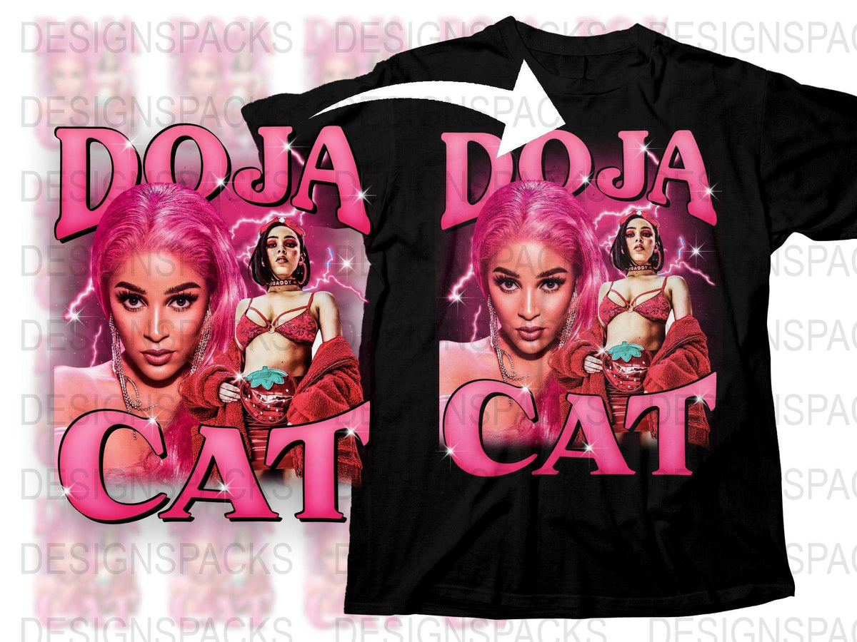 Doja Cat Inspired Graphic T-Shirt, Pink Pop Art Style, Women's Music Artist Tee, Trendy Female Rapper Merchandise, Bold Fashion Top