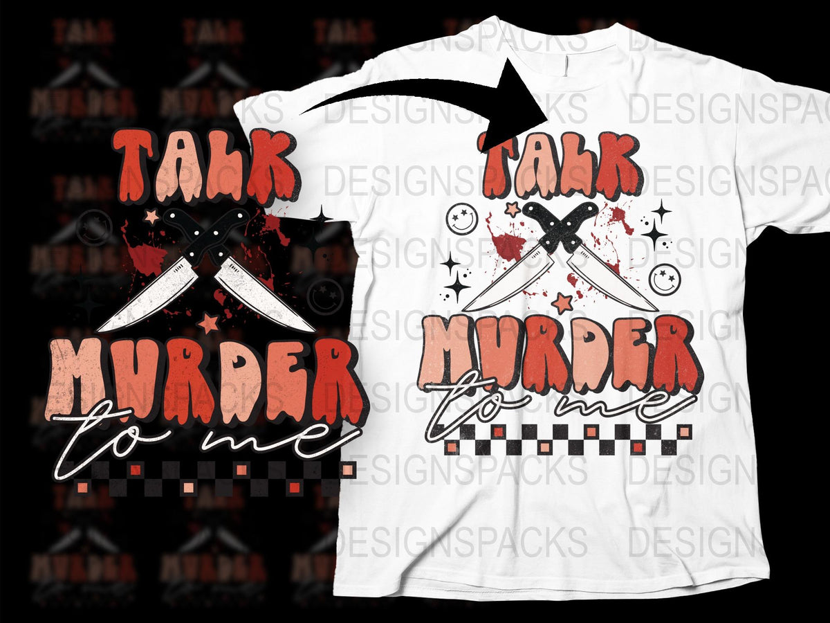 True Crime T-Shirt, 'Talk Murder to Me' Graphic Tee, Vintage Distressed Style, Unisex Clothing for Mystery Fans