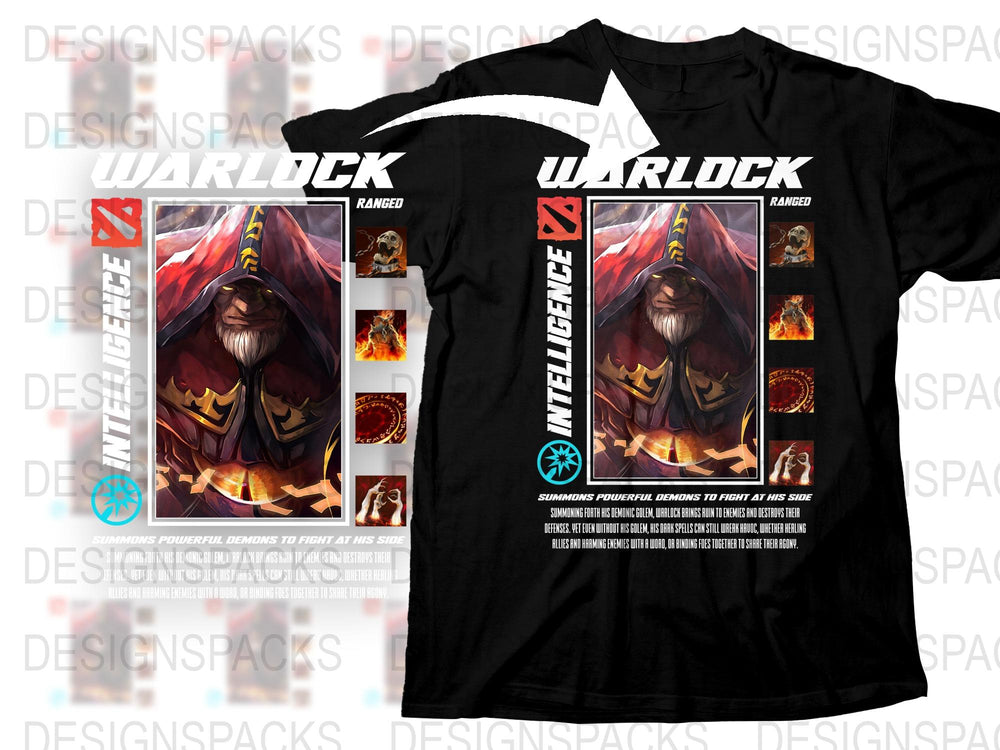 Warlock Ranger Graphic T-Shirt, Fantasy Gaming Apparel, Unique Mage Design, Unisex Black Tee
