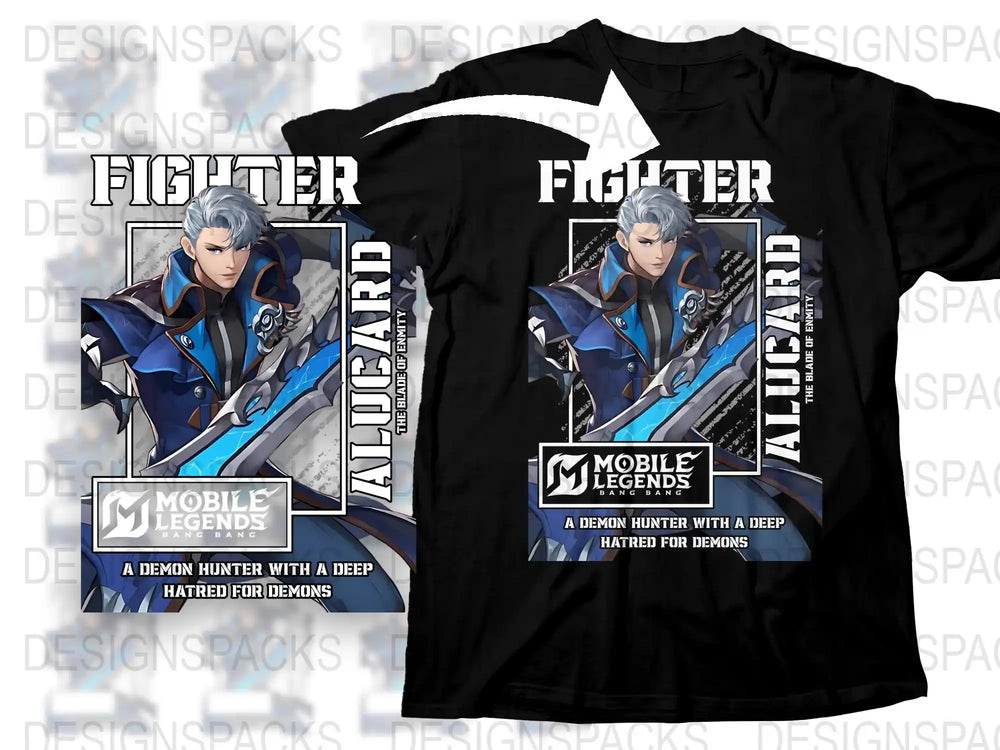 Mobile Legends Alucard Fighter T-Shirt, Demon Hunter Graphic Tee, Gaming Apparel for Fans
