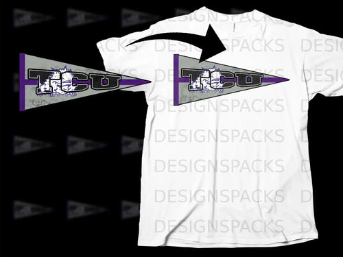 TCU Horned Frogs Pennant Graphic Custom T-Shirt