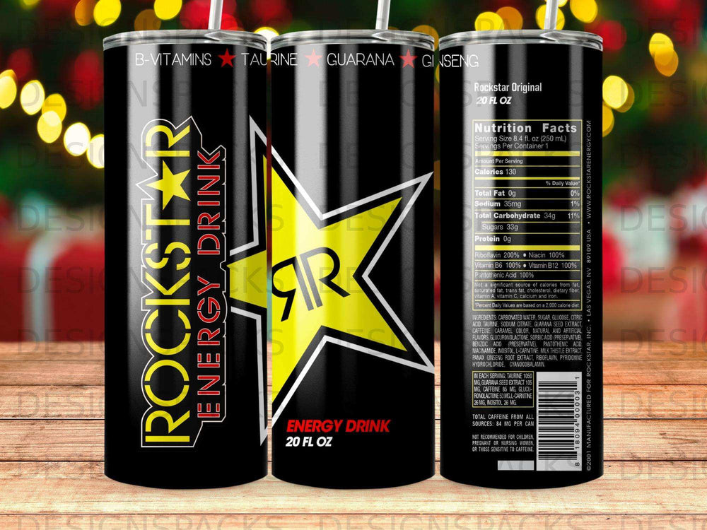 Rockstar Original Energy Drink can with nutritional information and ingredients.