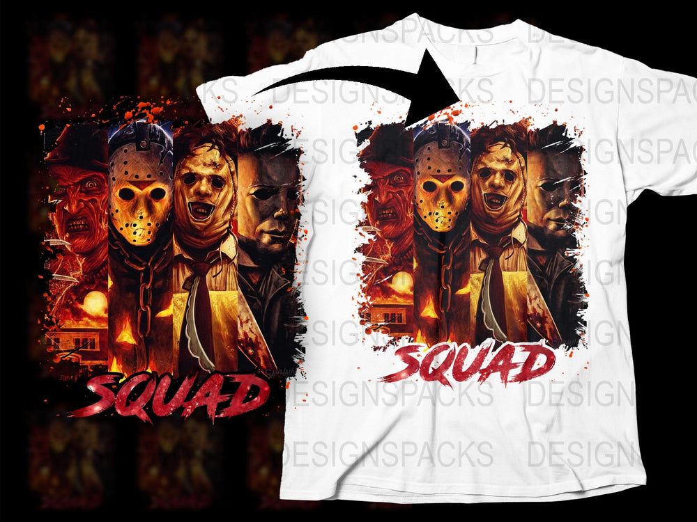 Horror Squad T-Shirt, Scary Movie Inspired Tee, Unisex Graphic Shirt, Halloween Party Apparel