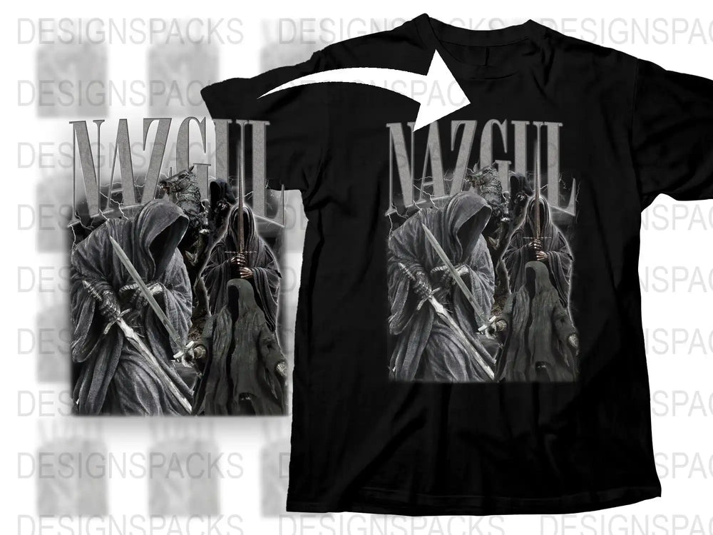 Nazgul T-Shirt, Lord of the Rings Inspired, Black Graphic Tee, Fantasy Movie Apparel, Ringwraith Design, Unique Fan Gift