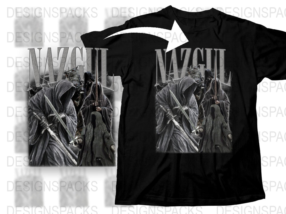 Nazgul T-Shirt, Lord of the Rings Inspired, Black Graphic Tee, Fantasy Movie Apparel, Ringwraith Design, Unique Fan Gift