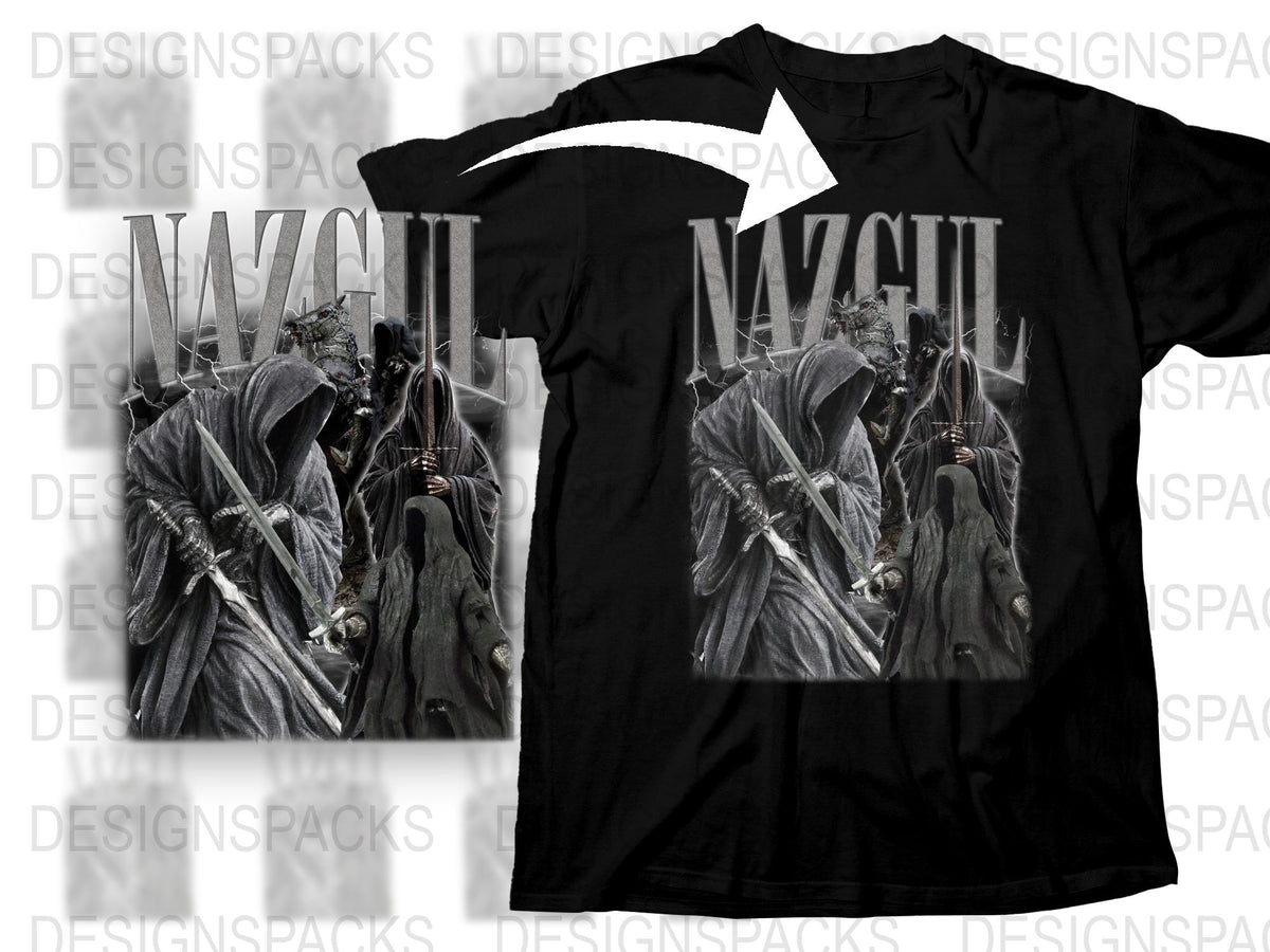 Nazgul T-Shirt, Lord of the Rings Inspired, Black Graphic Tee, Fantasy Movie Apparel, Ringwraith Design, Unique Fan Gift
