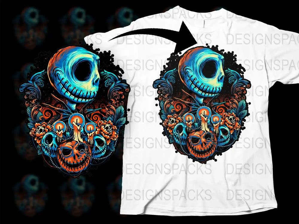 Colorful Skull T-Shirt, Neon Blue Eye, Floral Mexican Skull Art, Unisex Graphic Tee, Unique Gift