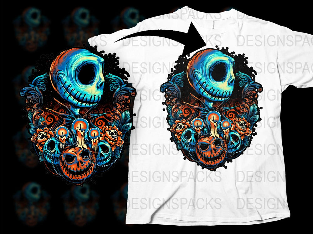 Colorful Skull T-Shirt, Neon Blue Eye, Floral Mexican Skull Art, Unisex Graphic Tee, Unique Gift
