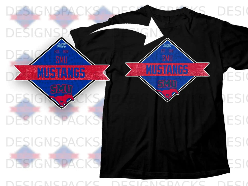 SMU Mustangs ACC EST 1819 Logo Black T-shirt