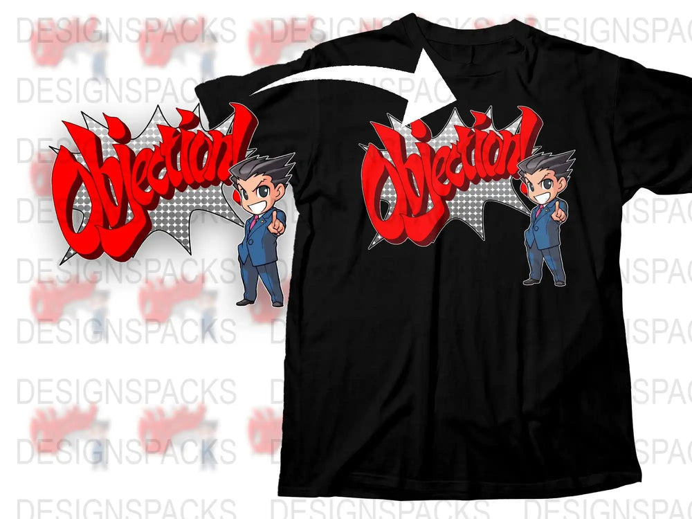 Objection Anime Lawyer Graphic T-Shirt, Cool Attorney Design Tee, Manga Style Lawyer Shirt, Unique Gift for Law Students