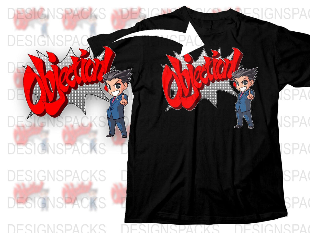Objection Anime Lawyer Graphic T-Shirt, Cool Attorney Design Tee, Manga Style Lawyer Shirt, Unique Gift for Law Students