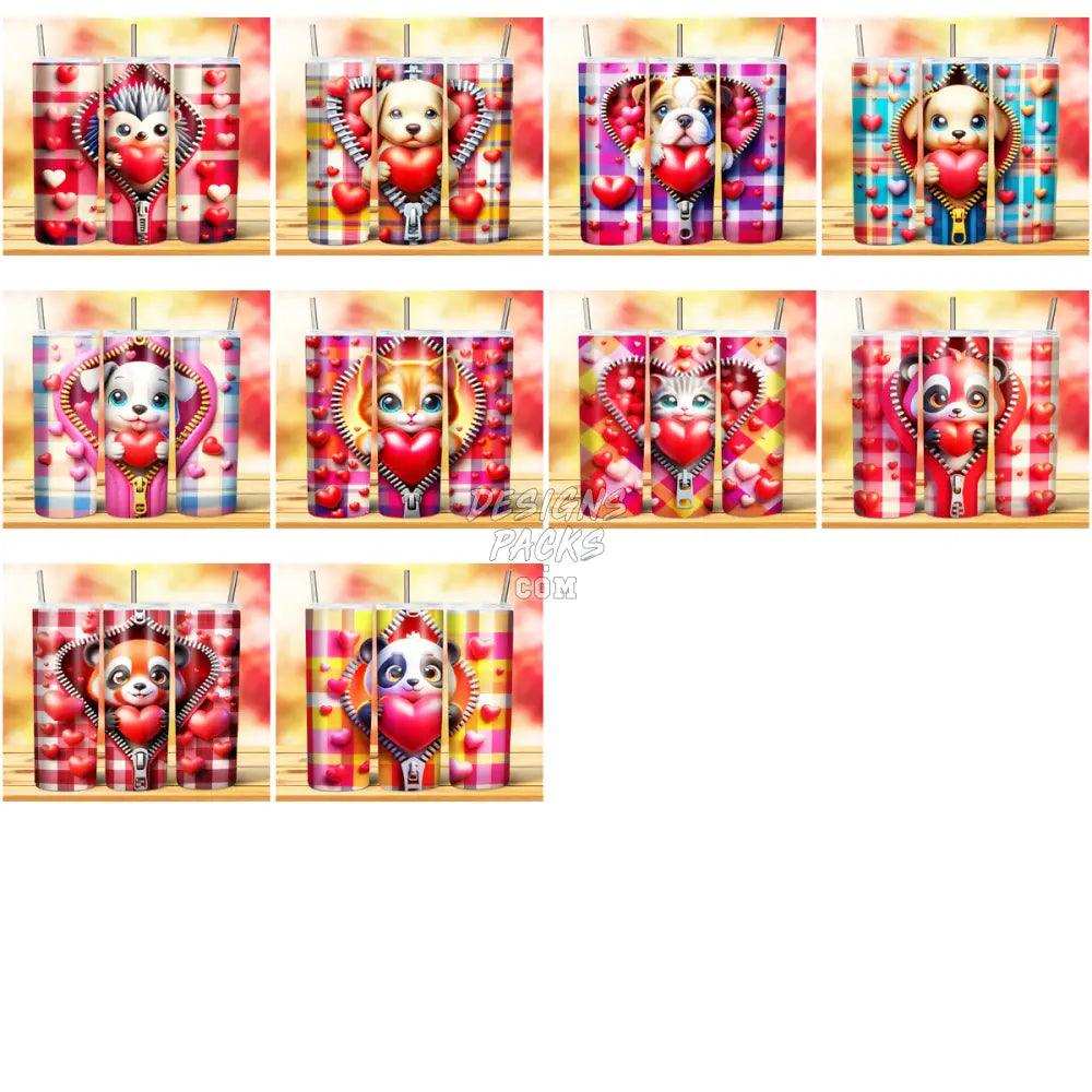 74 Valentine Zipper Animal Tumbler Wrap Bundle Jpg