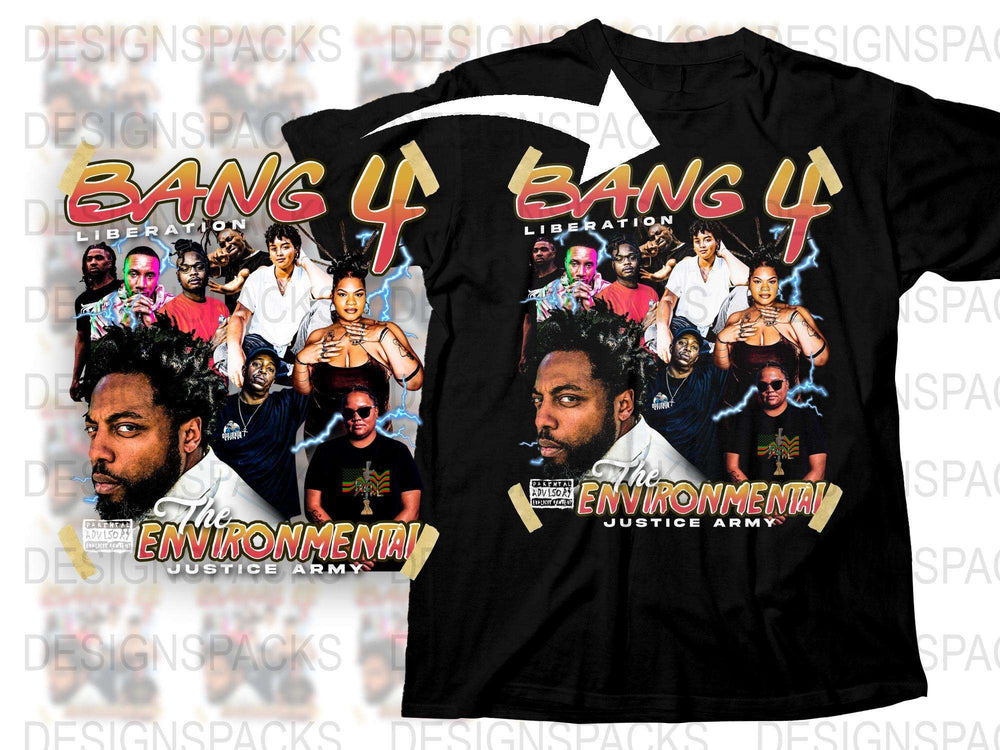 Bang 4 Liberation Environmental Justice Army Graphic Tee, Vintage Style Black T-Shirt