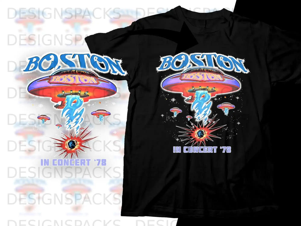 Black t-shirt with "Boston" and UFO design, "in Concert '78".