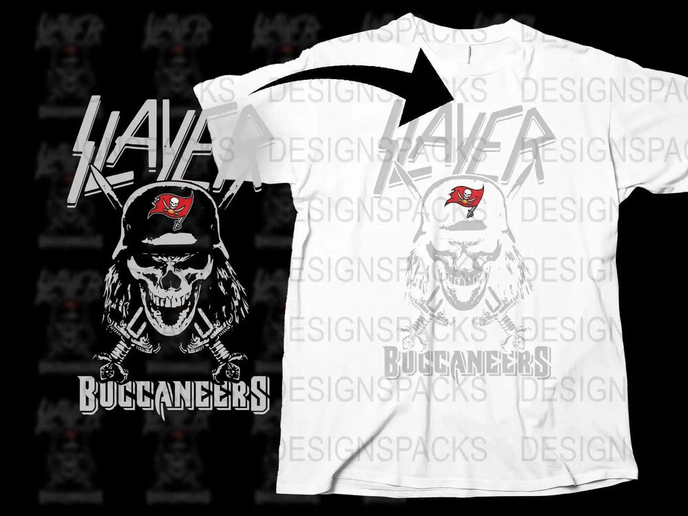 Tampa Bay Buccaneers Inspired Skull Graphic T-Shirt, White Cotton Tee, Sports Fan Apparel