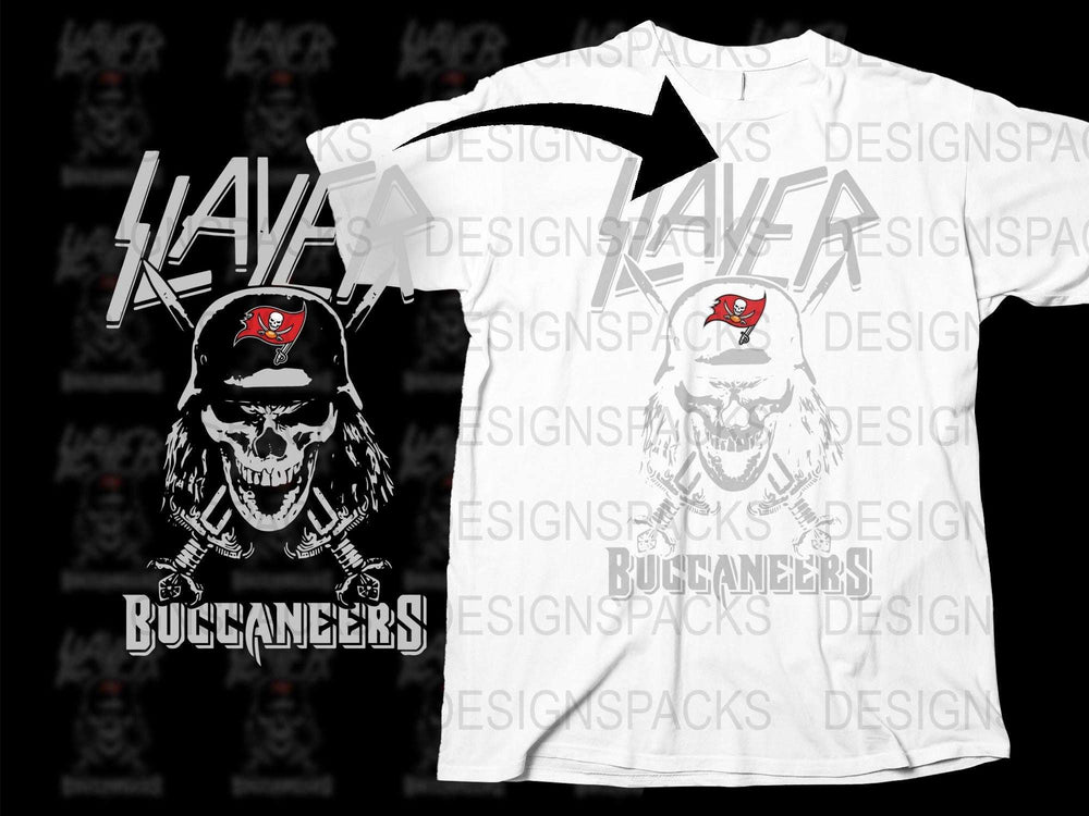 Tampa Bay Buccaneers Inspired Skull Graphic T-Shirt, White Cotton Tee, Sports Fan Apparel