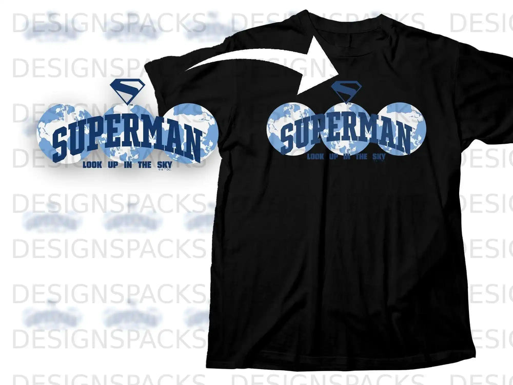 Superman Look Up In The Sky Graphic T-Shirt Design