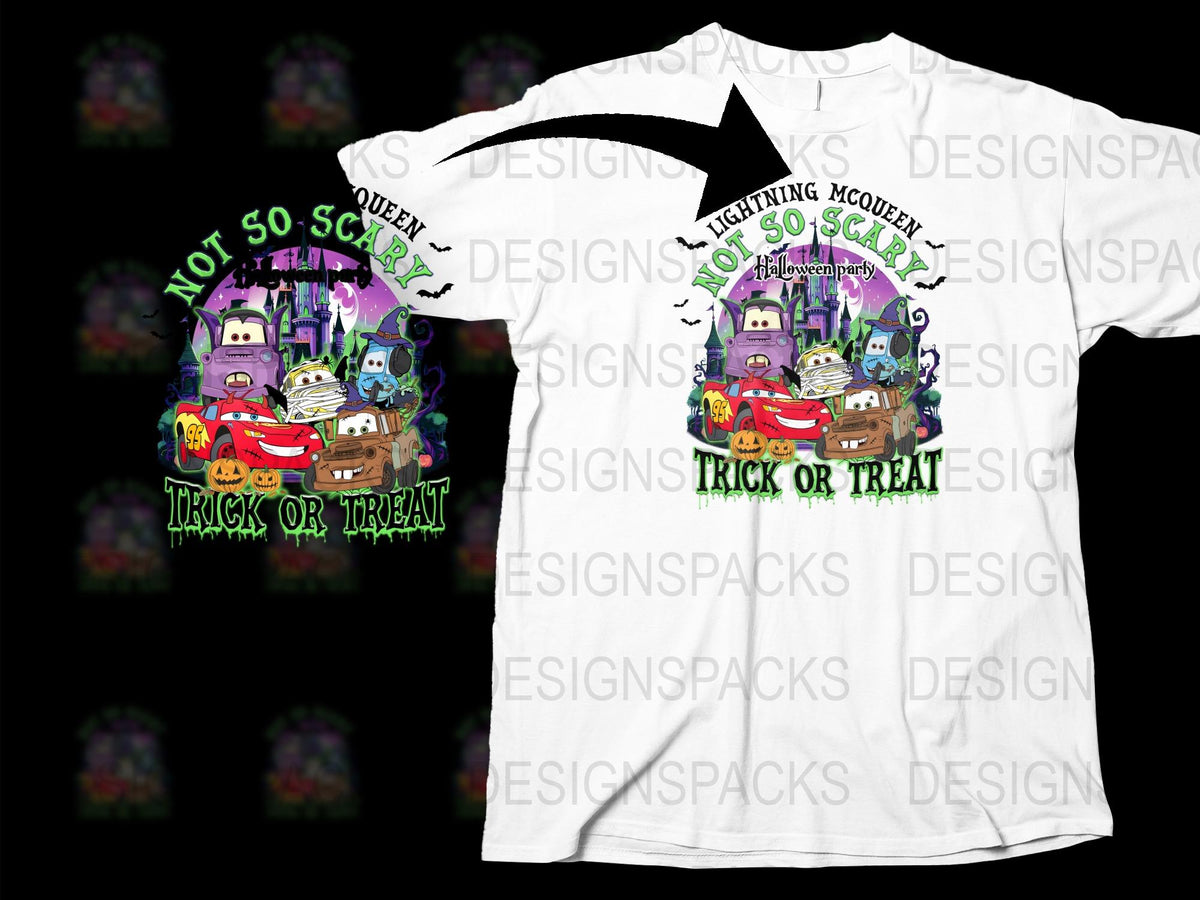 Disney Cars Halloween T-Shirt, Lightning McQueen Trick or Treat Tee, Kids and Adult Sizes Available