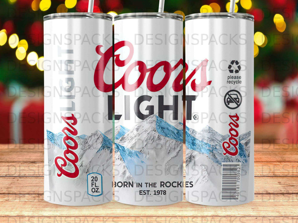 Coors Light tumbler with mountains, "Born in the Rockies," and "Est. 1978."