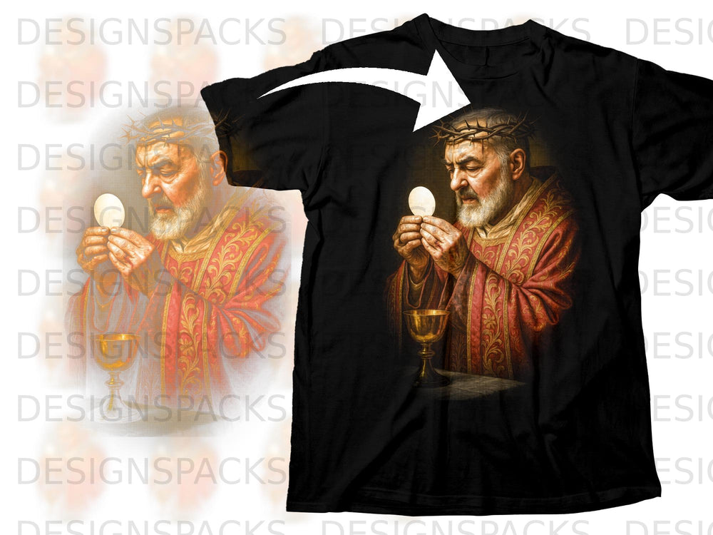Illustration of Jesus in a crown of thorns holding a communion wafer.