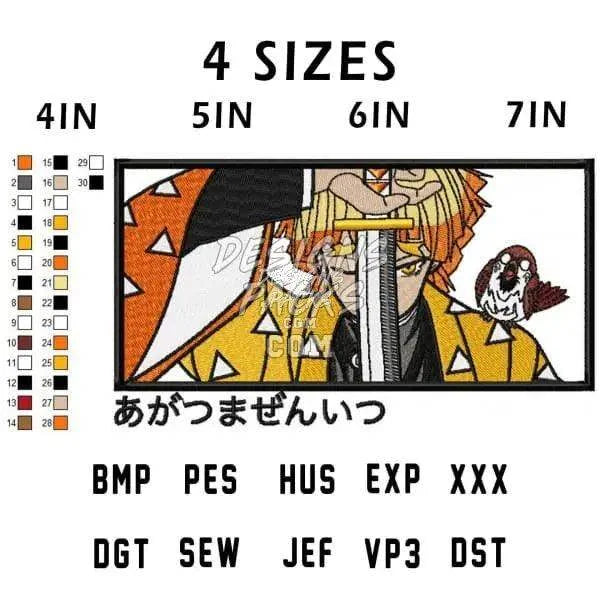 Boxed Agatsuma Zenitsu Anime Embroidery Design