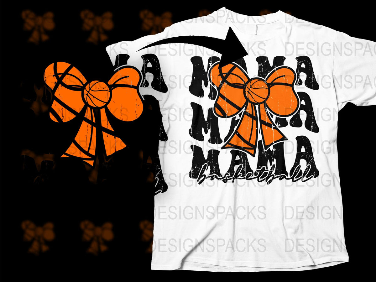 Basketball T-Shirt, Orange Bow Tie Design, Sports Fan Apparel, Black and White, Casual Wear, Unique Graphic Tee for All Ages