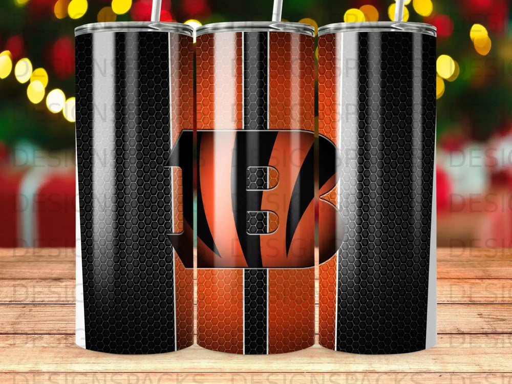 Black Orange Stripes Hexagon B Logo Tumbler product type