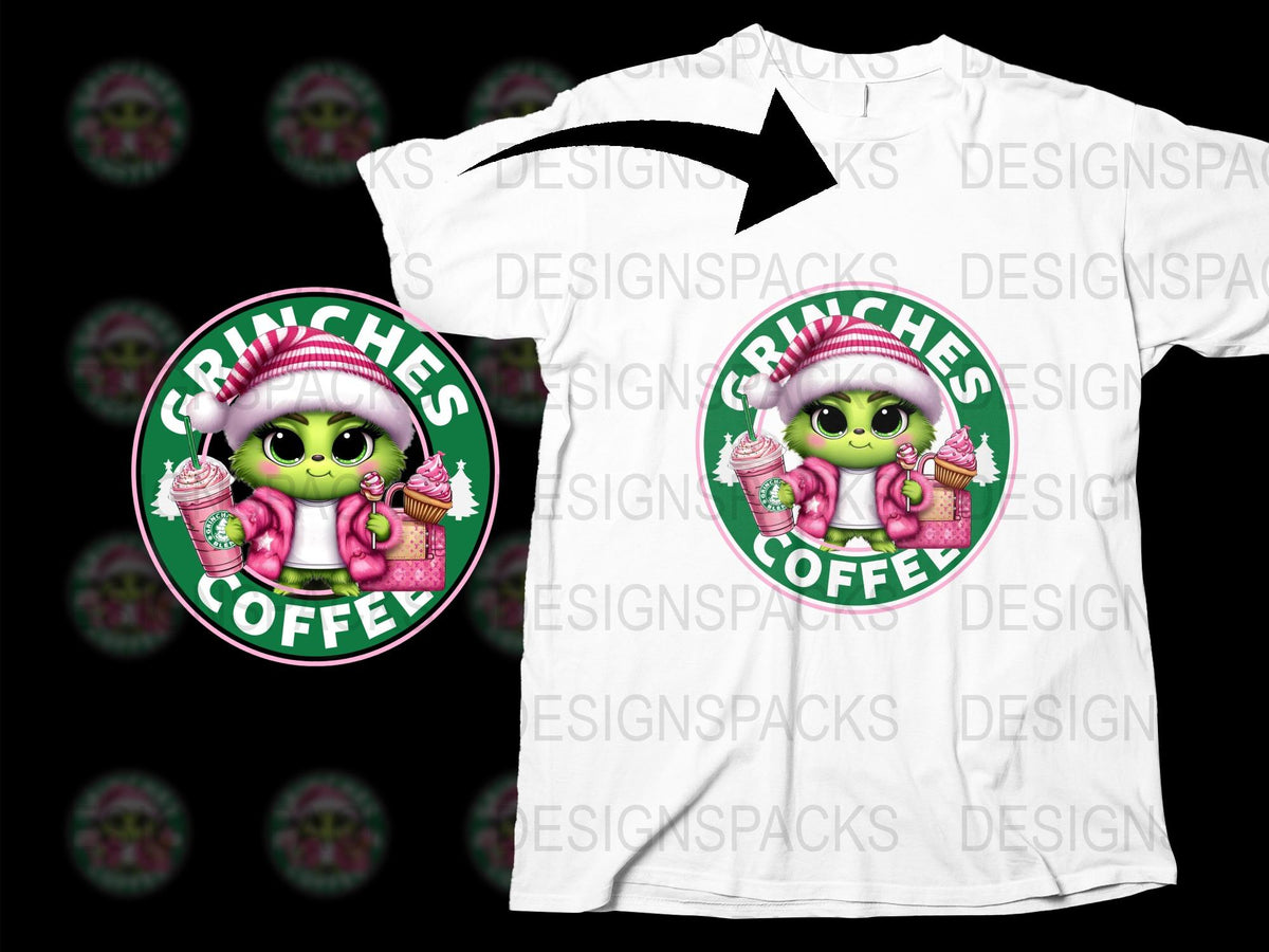 Cute Alien Princess Coffee Graphic T-Shirt, Pink Cartoon Character Tee, Unique Alien Design Top for All Ages
