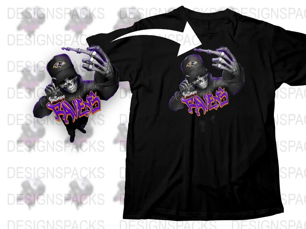 Baltimore Ravens Inspired Graphic T-Shirt, Purple and Black Football Fan Apparel, Casual Sports Tee
