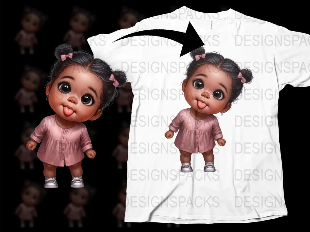 Toddler Girl Graphic Tee, Cute Baby Doll Design, Pink Dress, Casual Kids Fashion Shirt