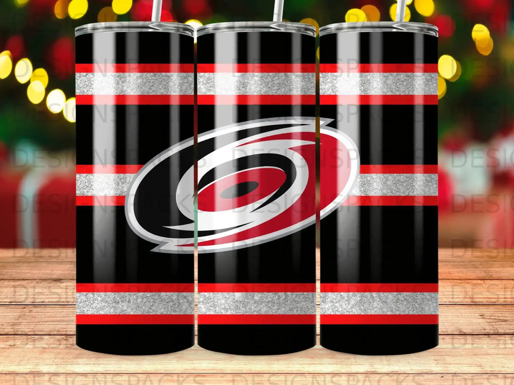 Hurricanes Black Red Silver Glitter Stripes Tumbler product type