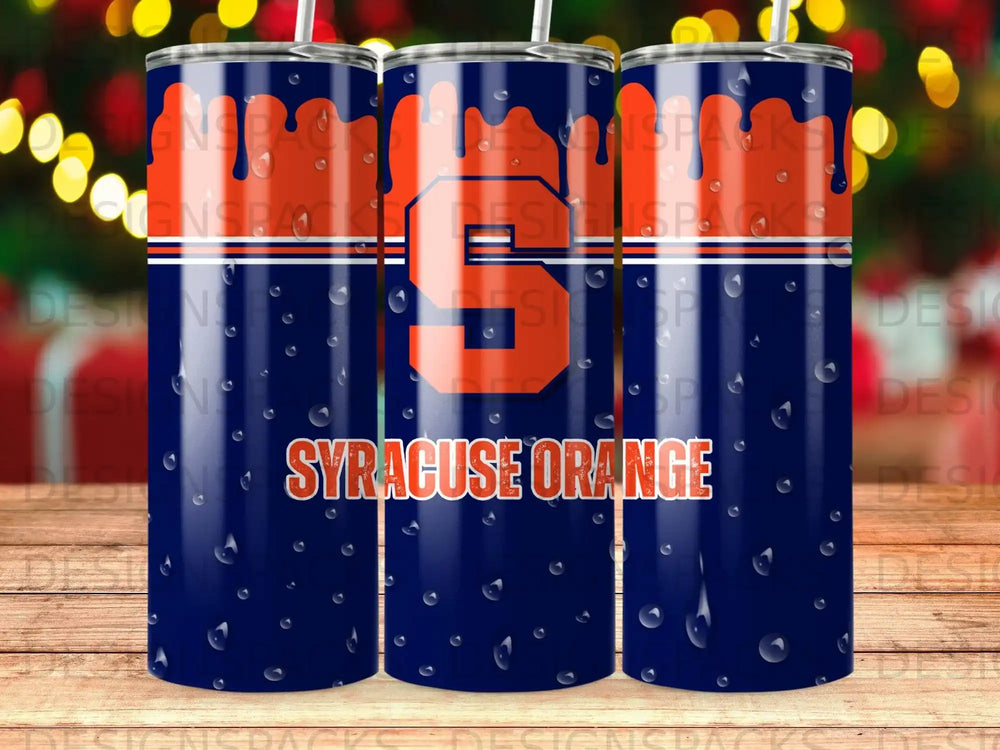 Syracuse Orange S drips blue orange droplets tumbler product type