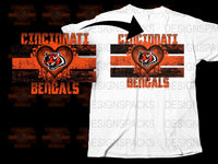 Cincinnati Bengals T-Shirt, Vintage Logo Design, Striped Graphic Tee, Sports Fan Apparel, Unisex Football Shirt