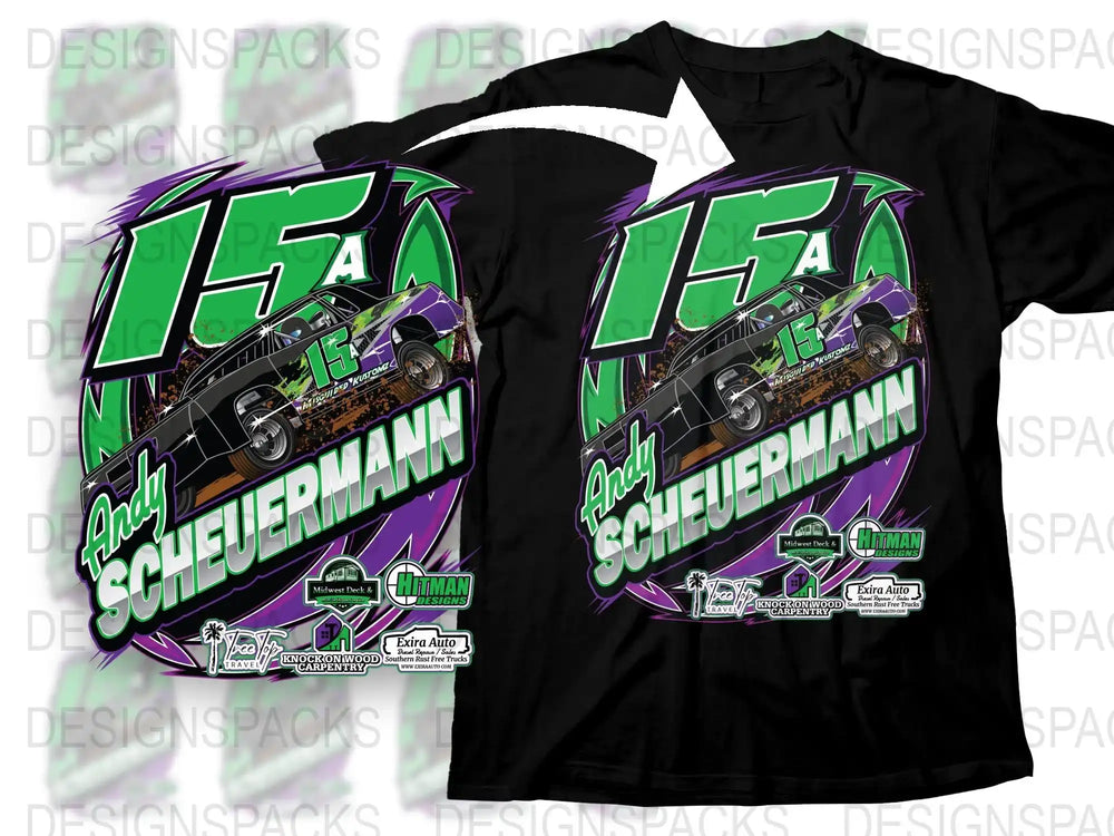 Custom Racing T-Shirt, Andy Scheuermann Graphic Tee, Motorsport Shirt, Personalized Race Car Apparel, Unique Gift for Racing Fans