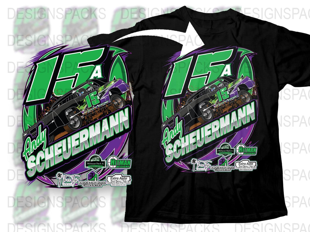 Custom Racing T-Shirt, Andy Scheuermann Graphic Tee, Motorsport Shirt, Personalized Race Car Apparel, Unique Gift for Racing Fans